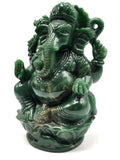 Columbian Jade gemstone Handmade Carving of Ganesh - Lord Ganesha Idol in Crystals and Gemstones - Reiki/Chakra - 6.5 inch and 1.43 kgs (3.15 lb)