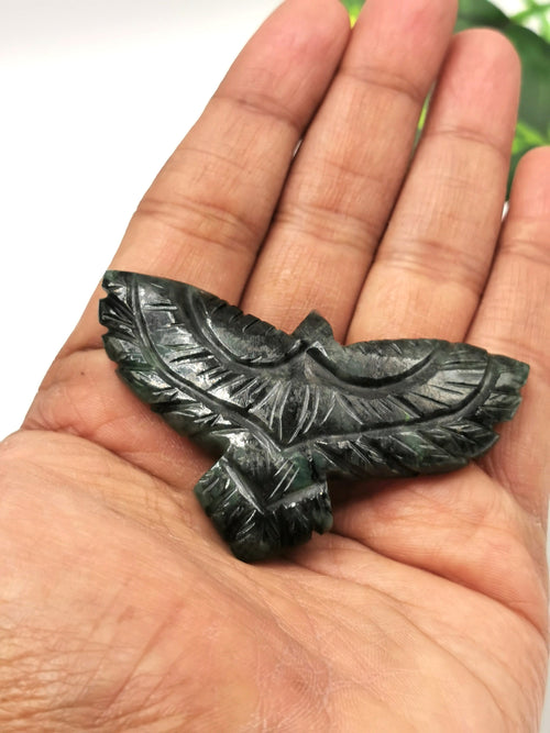 Emerald eagle/phoenix carving - reiki/chakra/energy -  2 inch and 28 gms - ONE PIECE ONLY - animal lapidary