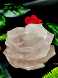 Quartz Roses - Rose Quartz hand carved rose flower carvings - crystal/gemstone/reiki/chakra/healing - ONE PIECE ONLY - 3.75 inches and 480 gms (1.06 lb)