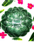 Exotic green aventurine hand carved lotus bowls - 7 inches diameter and 560 gms (1.23 lb) - ONE BOWL ONLY