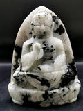 Moon stone Buddha - handmade carving of serene and meditating Lord Buddha - crystal/reiki/healing - 6 inches and 1.52 kgs (3.34 lb)