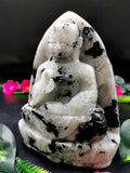 Moon stone Buddha - handmade carving of serene and meditating Lord Buddha - crystal/reiki/healing - 6 inches and 1.52 kgs (3.34 lb)