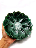 Crystal green aventurine hand carved lotus bowls - 7 inches diameter and 790 gms (1.74 lb) - ONE BOWL ONLY