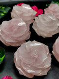 Rose Quartz gemstone / crystal hand carved rose flower carvings - crystal/gemstone/reiki/chakra/healing - ONE PIECE ONLY - 3.5 inches and 370 gms (0.81 lb)