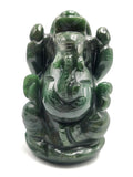 Columbian Jade crystal Handmade Carving of Ganesh - Lord Ganesha Idol in Crystals and Gemstones - 3.5 inch and 280 gms (0.62 lb) - ONE STATUE ONLY