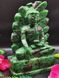 Ruby ziosite amazing hand carved Buddha - carving of serene and meditating Lord Buddha - crystal/reiki/chakra - 6 inch and 1.13 kg (2.49 lb)