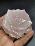 Rose Quartz gemstone hand carved rose flower carvings - crystal/gemstone/reiki/chakra/healing - ONE PIECE ONLY - 3 inches and 275 gms (0.60  lb)