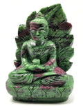 Gemstone Ruby ziosite hand carved Buddha - carving of serene and meditating Lord Buddha - crystal/reiki/chakra - 5.5 inch and 0.90 kg (1.98 lb)