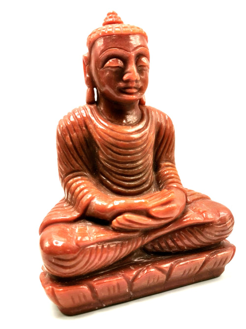 Gemstone Red Jasper hand carved Buddha - carving of serene and meditating Lord Buddha - crystal/reiki/chakra - 7.1 inch and 1.93 kg (4.25 lb)