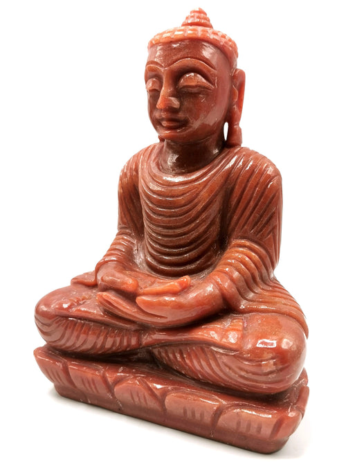 Gemstone Red Jasper hand carved Buddha - carving of serene and meditating Lord Buddha - crystal/reiki/chakra - 7.1 inch and 1.93 kg (4.25 lb)