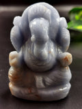 Angelite gemstone Handmade Carving of Ganesh - Lord Ganesha Idol | Sculpture in Crystals/Gemstones - Reiki/Chakra/Healing - 2.6 inches and 110 gms