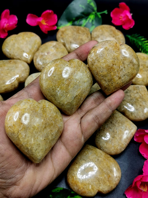 Natural Crystal Golden Quartz heart carvings - ONE PIECE ONLY - crystal/chakra/reiki/healing - 90 gms weight