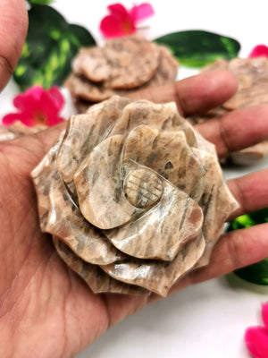 Zebra jasper hand carved rose flower carvings - crystal/gemstone/reiki/chakra/healing - ONE PIECE ONLY - 3 inches and 260 gms (0.57 lb)