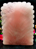 Rose Quartz Crystal Buddha with back arch - handmade carving of serene and meditating Lord Buddha - crystal/reiki/chakra - 8 in and 3.32 kg (7.3 lb)