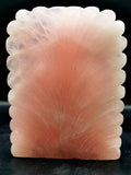 Rose Quartz Crystal Buddha with back arch - handmade carving of serene and meditating Lord Buddha - crystal/reiki/chakra - 8 in and 3.32 kg (7.3 lb)