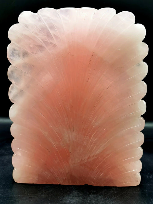 Rose Quartz Crystal Buddha with back arch - handmade carving of serene and meditating Lord Buddha - crystal/reiki/chakra - 8 in and 3.32 kg (7.3 lb)