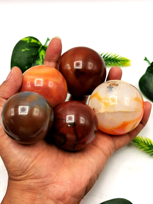Fire Agate gemstone sphere/ball - Energy/Reiki/Crystal Healing - 1.75 inches (4.37 cms) diameter and 150 gms - ONE PIECE ONLY
