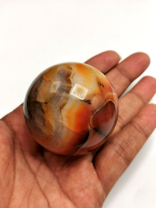 Fire Agate gemstone sphere/ball - Energy/Reiki/Crystal Healing - 1.75 inches (4.37 cms) diameter and 150 gms - ONE PIECE ONLY