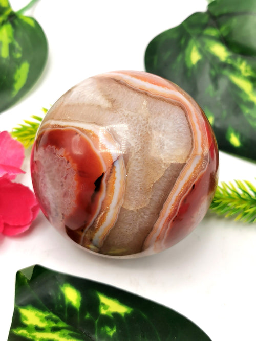 Splendid Fire Agate stone sphere/ball - Energy/Reiki/Crystal Healing - 2.5 inches (6.25 cms) diameter and 300 gms - ONE PIECE ONLY