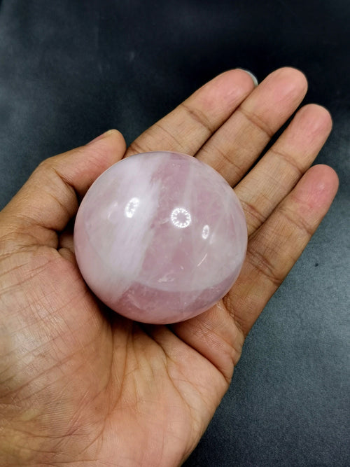 Natural Rose Quartz stone sphere/ball - Energy/Reiki/Crystal Healing - 2.5 inches diameter and 240 gms (0.53 lb) - ONE PIECE ONLY