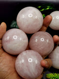 Rose Quartz crystal stone sphere/ball - Energy/Reiki/Crystal Healing - 2 inches diameter and 170 gms (0.37 lb) - ONE PIECE ONLY