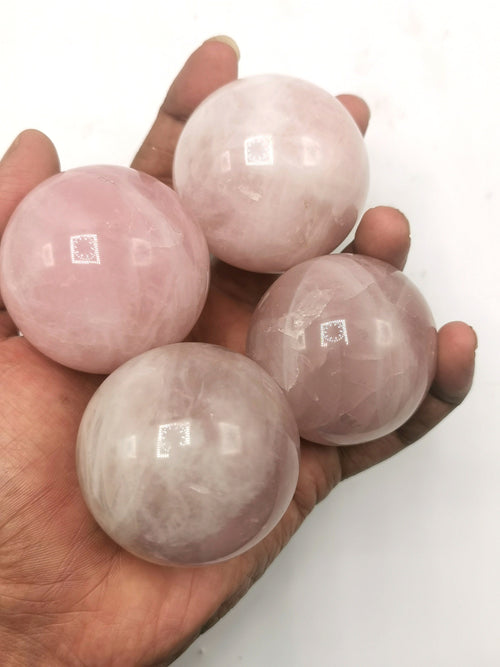 Rose Quartz crystal stone sphere/ball - Energy/Reiki/Crystal Healing - 2 inches diameter and 170 gms (0.37 lb) - ONE PIECE ONLY