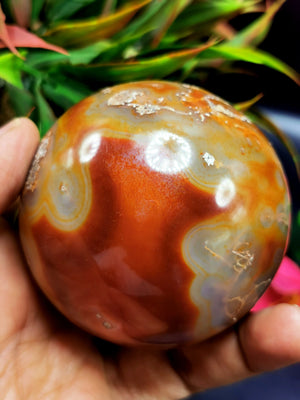 Spheres in amazing Fire Agate - Energy/Reiki/Crystal Healing - 2.5 inches (6.25 cms) diameter and 410 gms - ONE PIECE ONLY