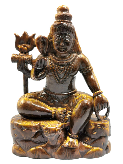 Shiva Handmade in Tiger Eye Carving - Lord Shivshankar in crystals and gemstones | Reiki/Chakra/Healing/Energy - 6.5 inches and 890 gms