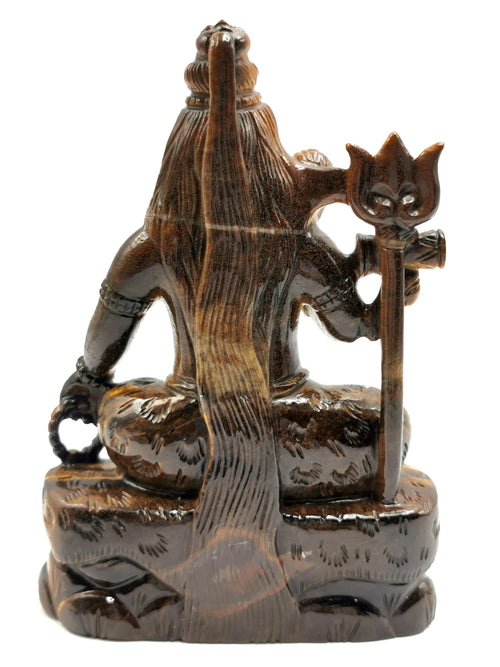Shiva Handmade in Tiger Eye Carving - Lord Shivshankar in crystals and gemstones | Reiki/Chakra/Healing/Energy - 6.5 inches and 890 gms