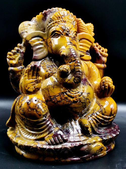Mookaite Jasper Handmade Carving of Ganesh - Lord Ganesha Idol/Murti in Crystals and Gemstones -Reiki/Chakra/Healing -7 inches and 1.45 kg