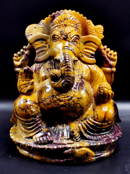 Mookaite Jasper Handmade Carving of Ganesh - Lord Ganesha Idol/Murti in Crystals and Gemstones -Reiki/Chakra/Healing -7 inches and 1.45 kg