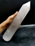 Large 8-face Clear Quartz point/wand/tower -handmade carvings - energy/chakra/reiki - 12 in (30 cms) height and 1.79 kg (3.94 lb)