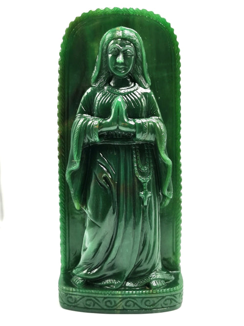 Mother Mary beautiful carving in natural Columbian Jade stone | hand carved in gemstones | crystal/reiki - 10 inches and 1.54 kgs (3.39 lb)