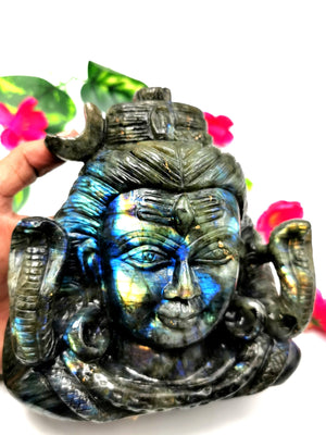 Shiva Handmade in Labradorite gemstone Carving - Lord Shivshankar in crystals and gemstones | Reiki/Chakra/Healing/Energy - 6 inch and 1.82 kgs