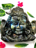 Shiva Handmade in Labradorite gemstone Carving - Lord Shivshankar in crystals and gemstones | Reiki/Chakra/Healing/Energy - 6 inch and 1.82 kgs