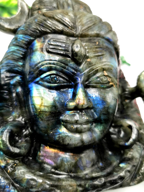 Shiva Handmade in Labradorite gemstone Carving - Lord Shivshankar in crystals and gemstones | Reiki/Chakra/Healing/Energy - 6 inch and 1.82 kgs