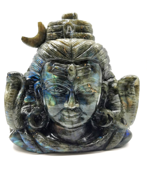 Shiva Handmade in Labradorite gemstone Carving - Lord Shivshankar in crystals and gemstones | Reiki/Chakra/Healing/Energy - 6 inch and 1.82 kgs