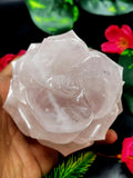 Quartz Roses - Rose Quartz hand carved rose flower carvings - crystal/gemstone/reiki/chakra/healing - ONE PIECE ONLY - 3.75 inches and 480 gms (1.06 lb)