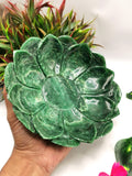 Exotic green aventurine hand carved lotus bowls - 7 inches diameter and 560 gms (1.23 lb) - ONE BOWL ONLY