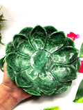 Exotic green aventurine hand carved lotus bowls - 7 inches diameter and 560 gms (1.23 lb) - ONE BOWL ONLY