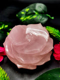 Rose Flower carving in Rose Quartz hand carved  - crystal/gemstone/reiki/chakra/healing - ONE PIECE ONLY - 3.5 inches and 465 gms (1.02 lb)