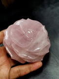 Rose Flower carving in Rose Quartz hand carved  - crystal/gemstone/reiki/chakra/healing - ONE PIECE ONLY - 3.5 inches and 465 gms (1.02 lb)