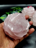 Rose Quartz gemstone / crystal hand carved rose flower carvings - crystal/gemstone/reiki/chakra/healing - ONE PIECE ONLY - 3.5 inches and 370 gms (0.81 lb)