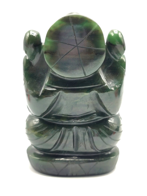 Columbian Jade crystal Handmade Carving of Ganesh - Lord Ganesha Idol in Crystals and Gemstones - 3.5 inch and 280 gms (0.62 lb) - ONE STATUE ONLY