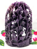 Lepidolite Goddess Saraswati carving in lepidolite crystal - Goddess of Learning idol/statue in gemstones and crystals - 9 in and 2.72 kg (5.98 lb)