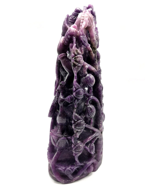 Lepidolite Goddess Saraswati carving in lepidolite crystal - Goddess of Learning idol/statue in gemstones and crystals - 9 in and 2.72 kg (5.98 lb)