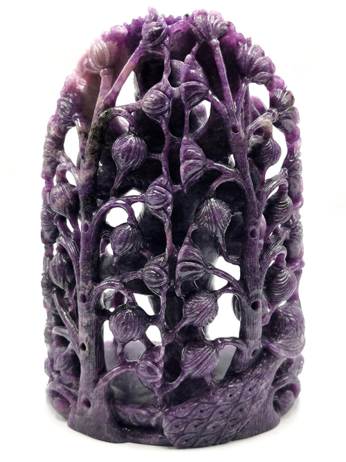 Lepidolite Goddess Saraswati carving in lepidolite crystal - Goddess of Learning idol/statue in gemstones and crystals - 9 in and 2.72 kg (5.98 lb)