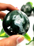 Crystal Healing Moss Agate sphere/ball - 2 in (5 cms) diameter and 175 gms (0.385 lb) - ONE PIECE ONLY