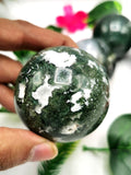 Gemstone moss agate spheres - Energy/Reiki/Crystal Healing - 2.5 inches (6.25 cms) diameter and 210 gms - ONE PIECE ONLY