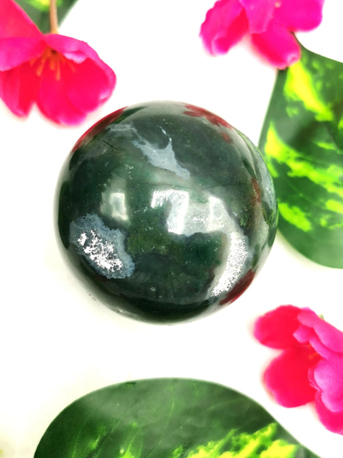 Moss Agate stone balls - Energy/Reiki/Crystal Healing - 2.5 inches (6.25 cms) diameter and 260 gms (0.57 lb)